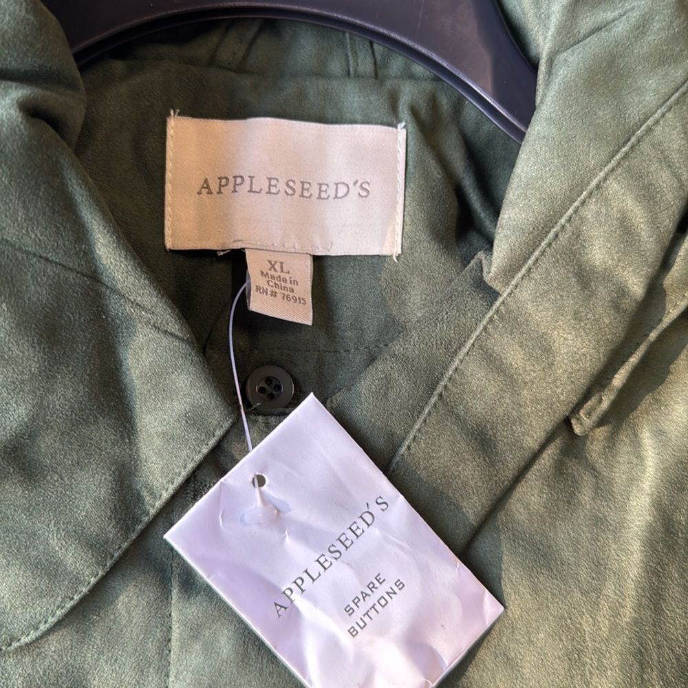 Appleseeds‎ Three-Quarter Microsuede Hooded Balmacaan green size xl NWT in pkg - Picture 4 of 5